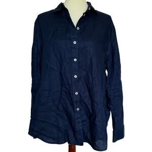 Women's Quince 100% European Linen Long Sleeve Shirt - Deep Navy - XL